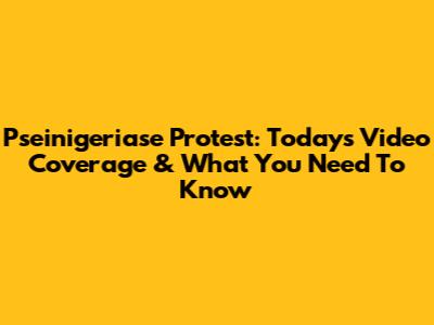 Pseinigeriase Protest: Today's Video Coverage & What You Need To Know