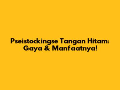 Pseistockingse Tangan Hitam: Gaya & Manfaatnya!