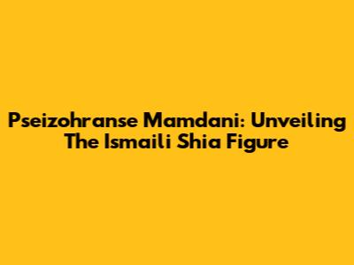 Pseizohranse Mamdani: Unveiling The Ismaili Shia Figure
