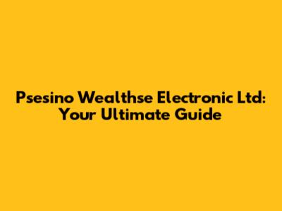 Psesino Wealthse Electronic Ltd: Your Ultimate Guide