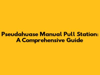 Pseudahuase Manual Pull Station: A Comprehensive Guide