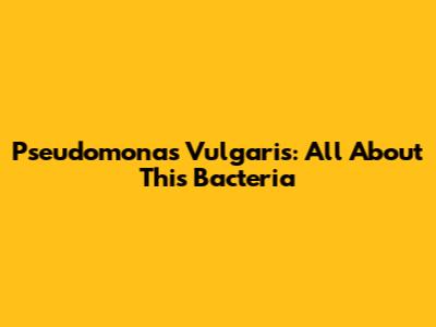 Pseudomonas Vulgaris: All About This Bacteria