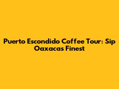 Puerto Escondido Coffee Tour: Sip Oaxaca's Finest