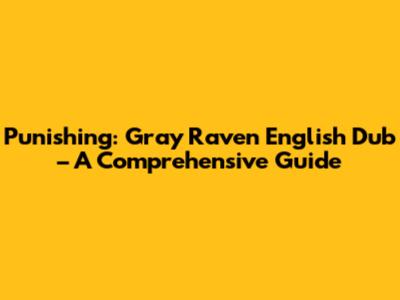Punishing: Gray Raven English Dub – A Comprehensive Guide