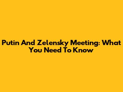 Putin And Zelensky Meeting: What You Need To Know