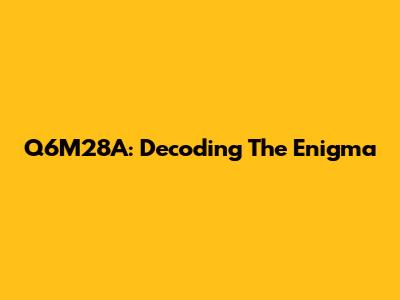 Q6M28A: Decoding The Enigma