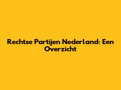 Rechtse Partijen Nederland: Een Overzicht
