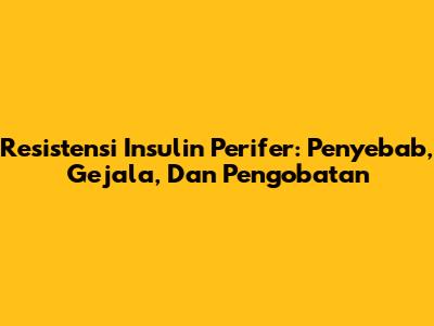 Resistensi Insulin Perifer: Penyebab, Gejala, Dan Pengobatan