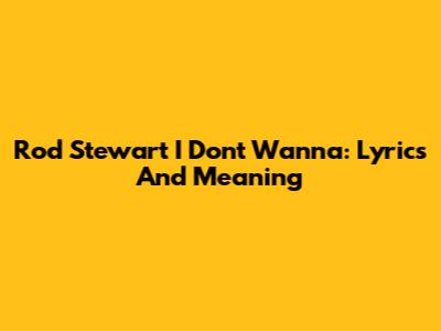 Rod Stewart I Don't Wanna: Lyrics And Meaning