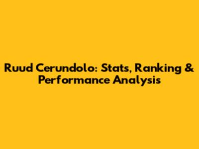 Ruud Cerundolo: Stats, Ranking & Performance Analysis