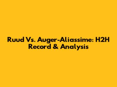 Ruud Vs. Auger-Aliassime: H2H Record & Analysis