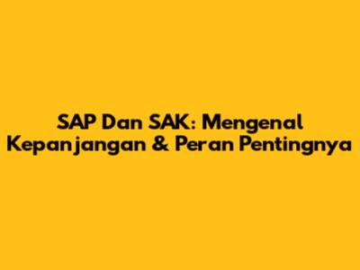 SAP Dan SAK: Mengenal Kepanjangan & Peran Pentingnya
