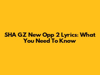 SHA GZ 'New Opp 2' Lyrics: What You Need To Know