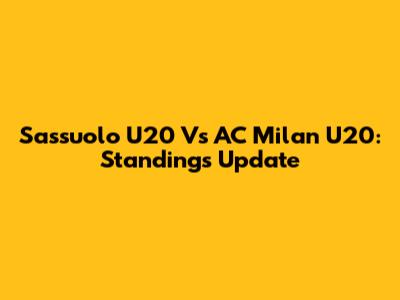 Sassuolo U20 Vs AC Milan U20: Standings Update