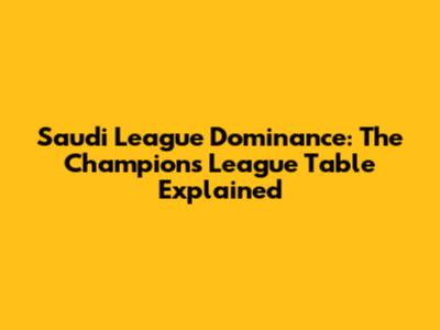 Saudi League Dominance: The Champions League Table Explained