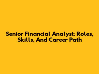 Senior Financial Analyst: Roles, Skills, And Career Path
