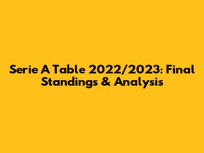 Serie A Table 2022/2023: Final Standings & Analysis