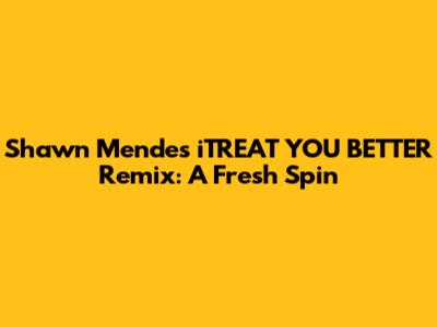 Shawn Mendes' "iTREAT YOU BETTER" Remix: A Fresh Spin