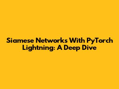 Siamese Networks With PyTorch Lightning: A Deep Dive