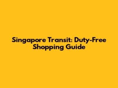 Singapore Transit: Duty-Free Shopping Guide