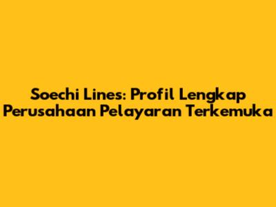 Soechi Lines: Profil Lengkap Perusahaan Pelayaran Terkemuka