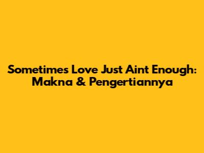 Sometimes Love Just Ain't Enough: Makna & Pengertiannya
