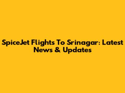 SpiceJet Flights To Srinagar: Latest News & Updates
