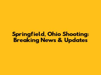 Springfield, Ohio Shooting: Breaking News & Updates
