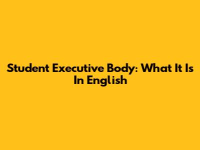 Student Executive Body: What It Is In English