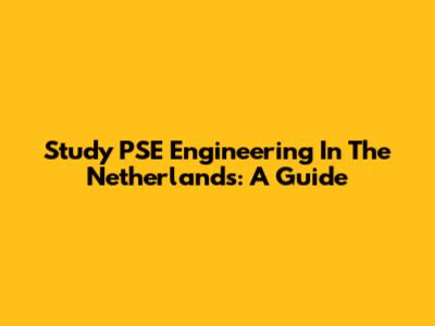 Study PSE Engineering In The Netherlands: A Guide