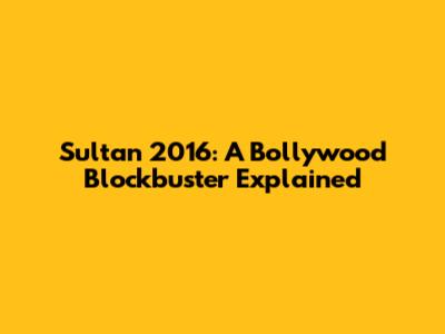 Sultan 2016: A Bollywood Blockbuster Explained