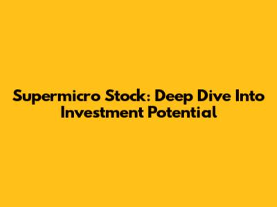 Supermicro Stock: Deep Dive Into Investment Potential