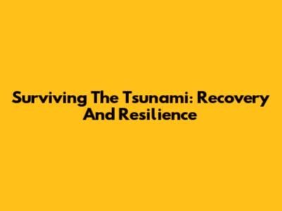 Surviving The Tsunami: Recovery And Resilience