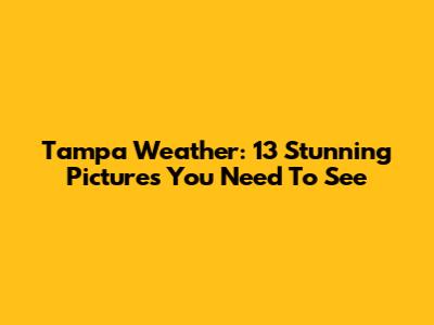 Tampa Weather: 13 Stunning Pictures You Need To See