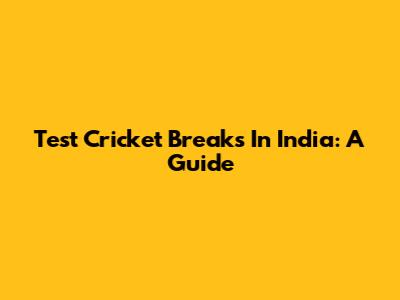 Test Cricket Breaks In India: A Guide