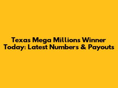 Texas Mega Millions Winner Today: Latest Numbers & Payouts