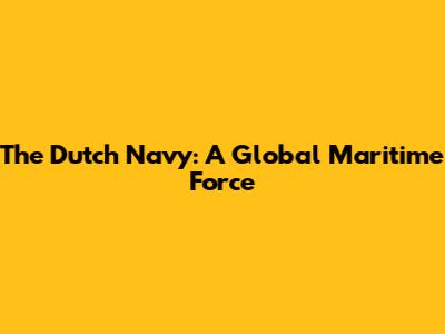 The Dutch Navy: A Global Maritime Force
