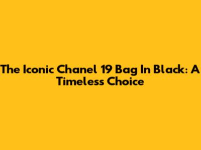 The Iconic Chanel 19 Bag In Black: A Timeless Choice