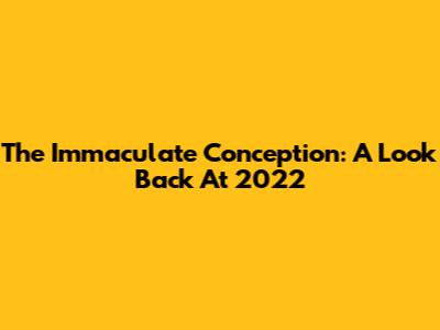 The Immaculate Conception: A Look Back At 2022