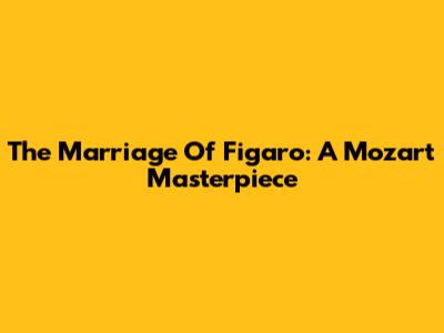 The Marriage Of Figaro: A Mozart Masterpiece