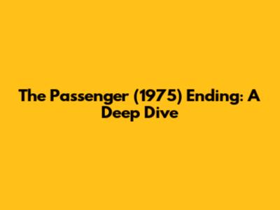 The Passenger (1975) Ending: A Deep Dive