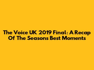 The Voice UK 2019 Final: A Recap Of The Season's Best Moments
