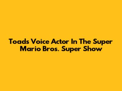Toad's Voice Actor In The Super Mario Bros. Super Show