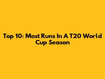 Top 10: Most Runs In A T20 World Cup Season