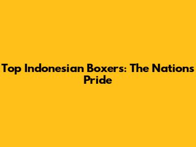 Top Indonesian Boxers: The Nation's Pride