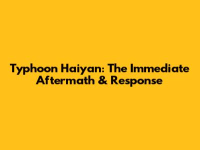 Typhoon Haiyan: The Immediate Aftermath & Response