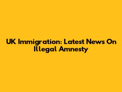 UK Immigration: Latest News On Illegal Amnesty