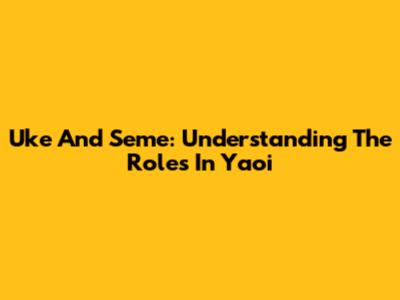 Uke And Seme: Understanding The Roles In Yaoi