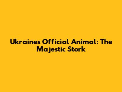 Ukraine's Official Animal: The Majestic Stork