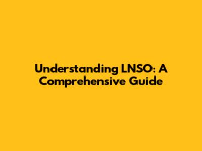 Understanding LNSO: A Comprehensive Guide